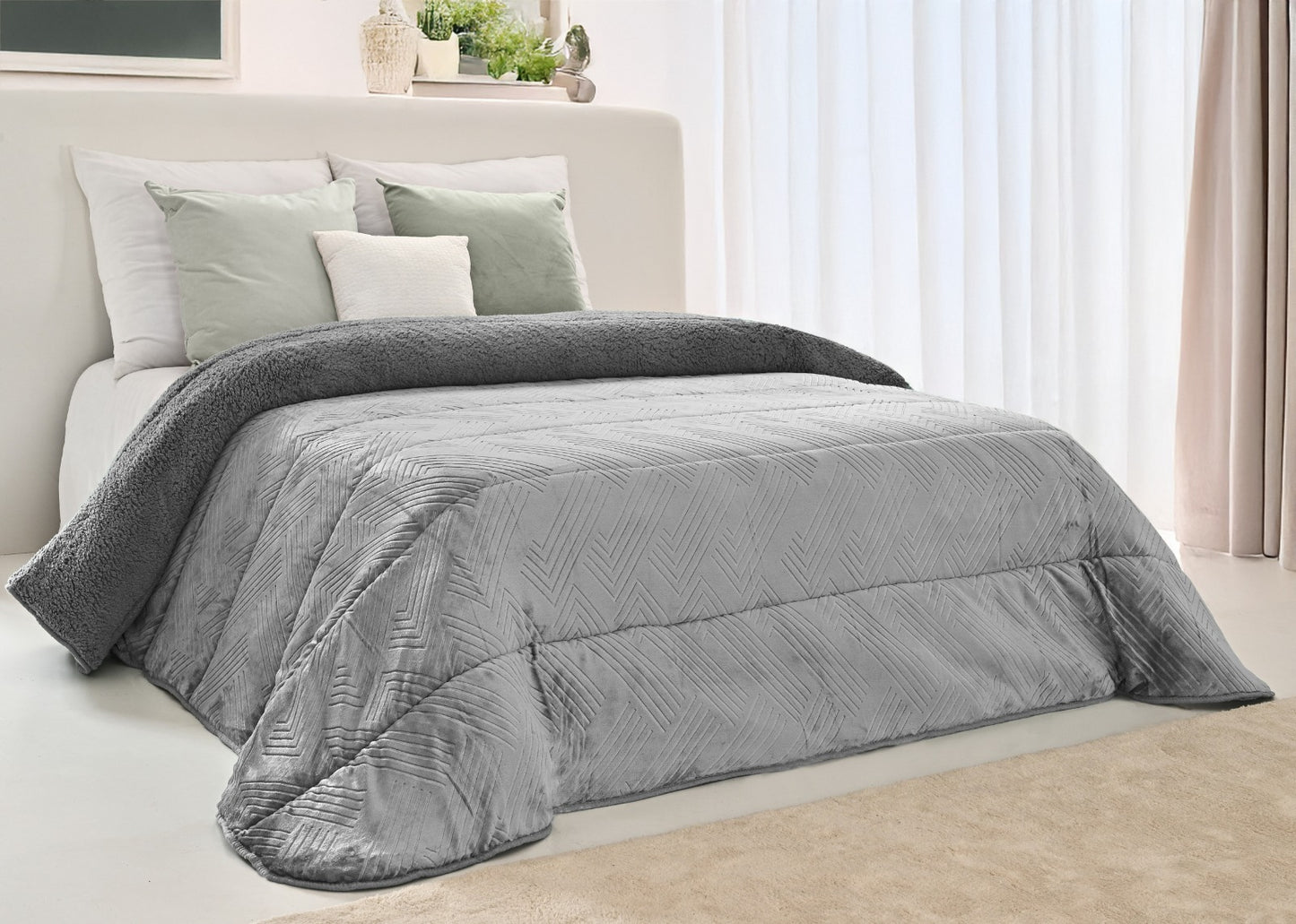 Edredón Fiorenza Jacquard con Sherpa  Elegancia y Calor para tu Invierno