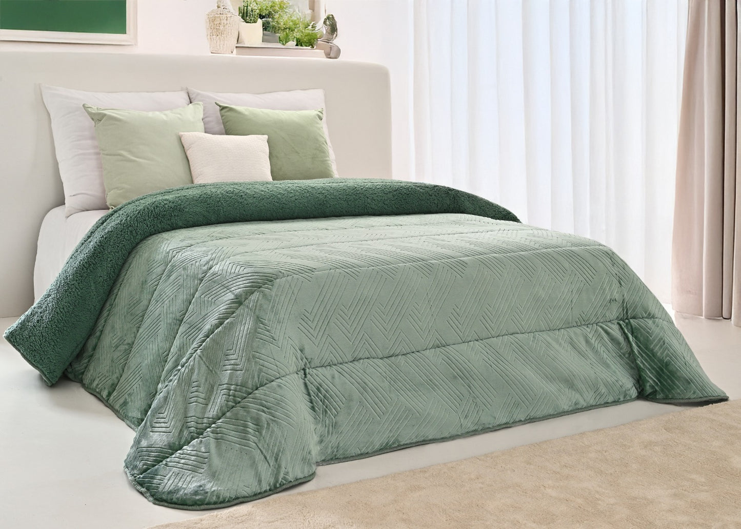 Edredón Fiorenza Jacquard con Sherpa  Elegancia y Calor para tu Invierno