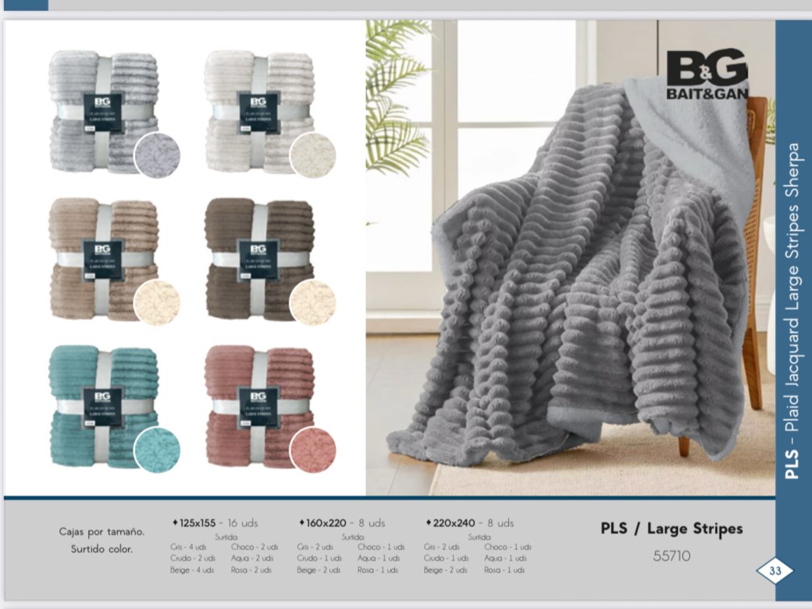 Manta Sherpa Rayas Nube – 125x155 / 160x220 / 220x240 cm – 6 Colores