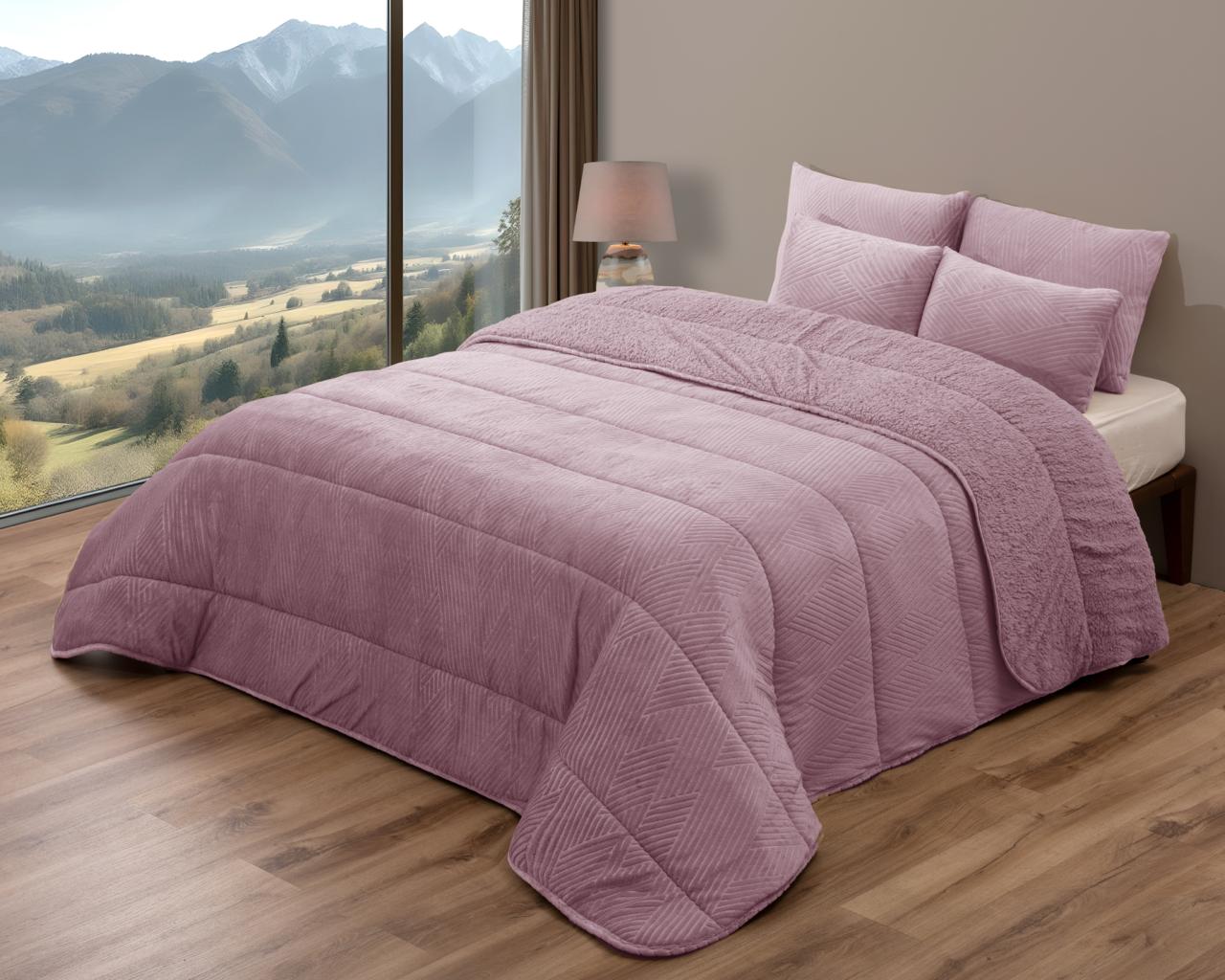 Edredón Fiorenza Jacquard con Sherpa  Elegancia y Calor para tu Invierno