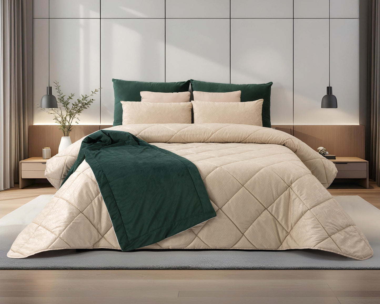 Edredón Aire / Zánate / Amnese con 2 Cojines Rellenos  250x260 cm  Varios Colores