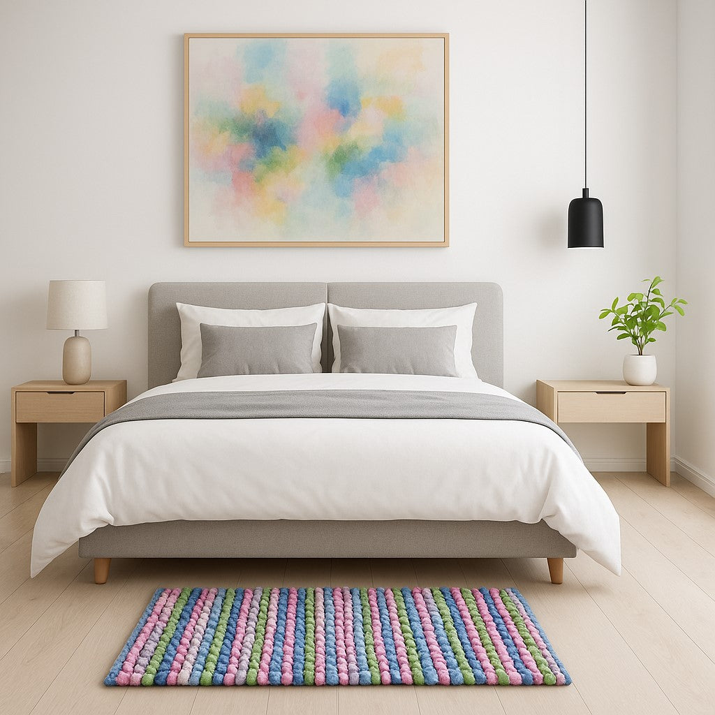 Alfombra Pompom Multifunción – 50x80 cm – Suave y Antideslizante