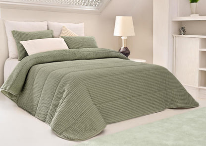 Edredón Jacquard Sherpa 100% Polyester Lorena Hogar | Incluye Fundas de Cojín | Modelos, 6 Colores y Medidas Disponibles