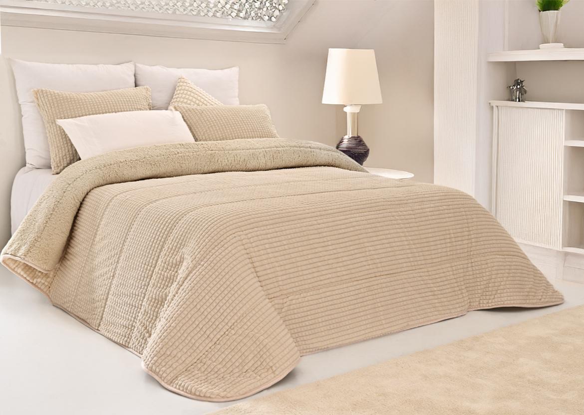 Edredón Jacquard Sherpa 100% Polyester Lorena Hogar | Incluye Fundas de Cojín | Modelos, 6 Colores y Medidas Disponibles