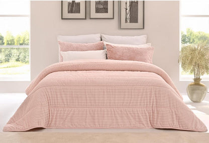 Edredón Jacquard Sherpa 100% Polyester Lorena Hogar | Incluye Fundas de Cojín | Modelos, 6 Colores y Medidas Disponibles