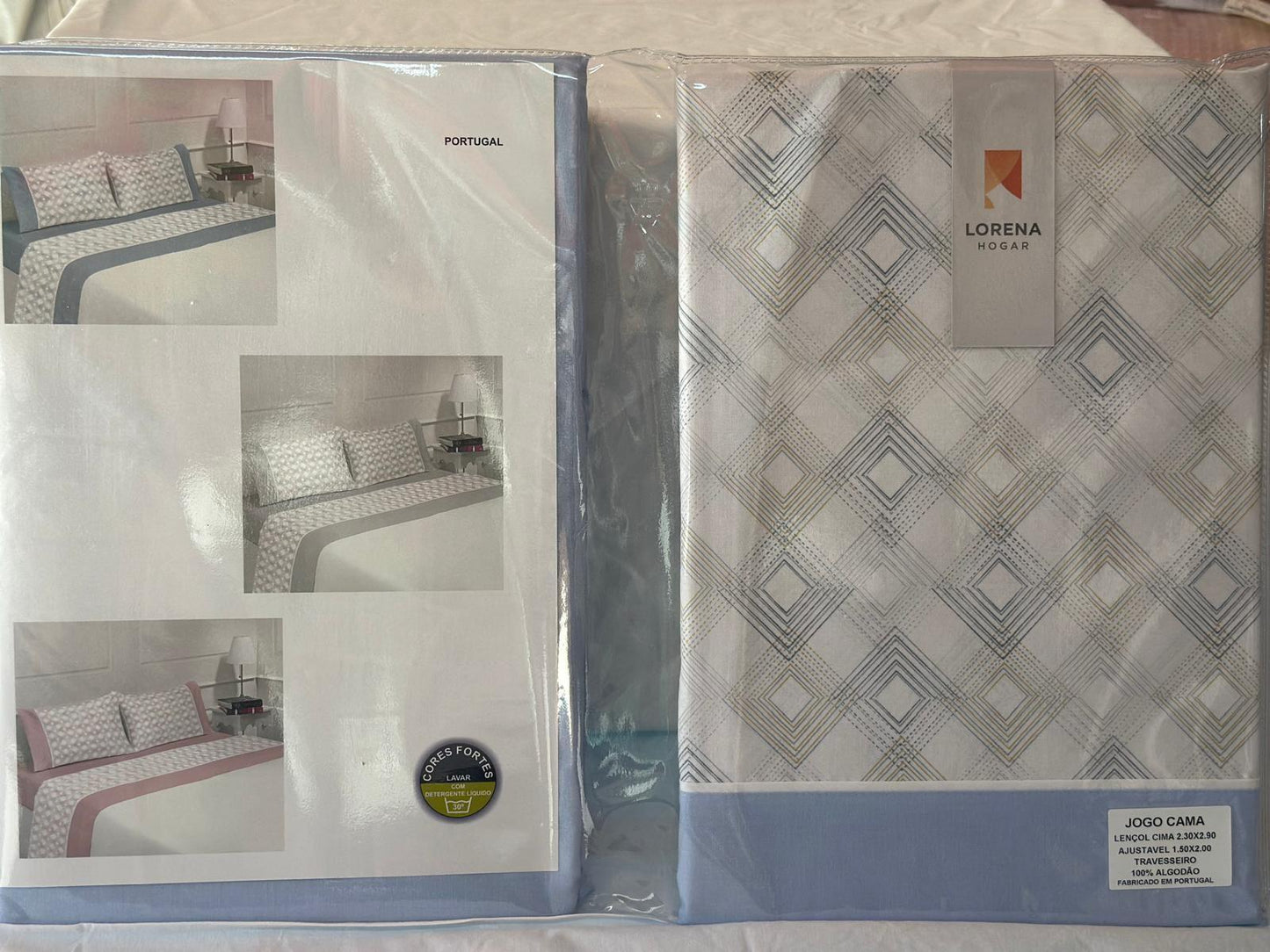 Juego de Sábanas Geométricas Algodón 100%  3 Colores  Funda de Almohada Enteriza 150 cm  Lorena Hogar