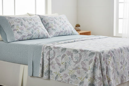 Juego de Sábanas Florales  Rosa / Azul / Gris/Verde  Lorena Hogar