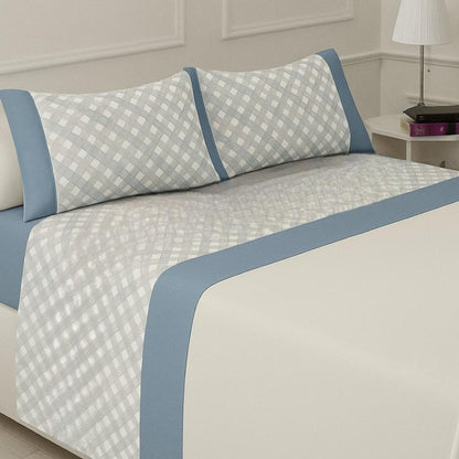 Juego de Sábanas Geométricas Algodón 100%  3 Colores  Funda de Almohada Enteriza 150 cm  Lorena Hogar