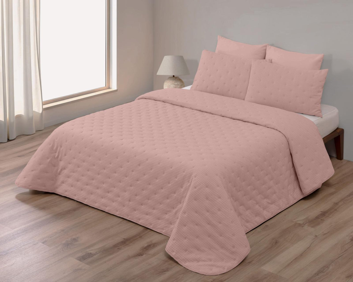 Colcha Chloe incluye dos cojines rellenos 40x60 efecto algodon
