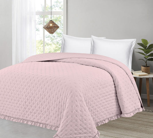 LORENA HOGAR Colcha Modelo FLOR Rosa Claro Minimalista y Ligera para Días Calurosos Tamaño Queen Ideal para Cama Frescura y Elegancia