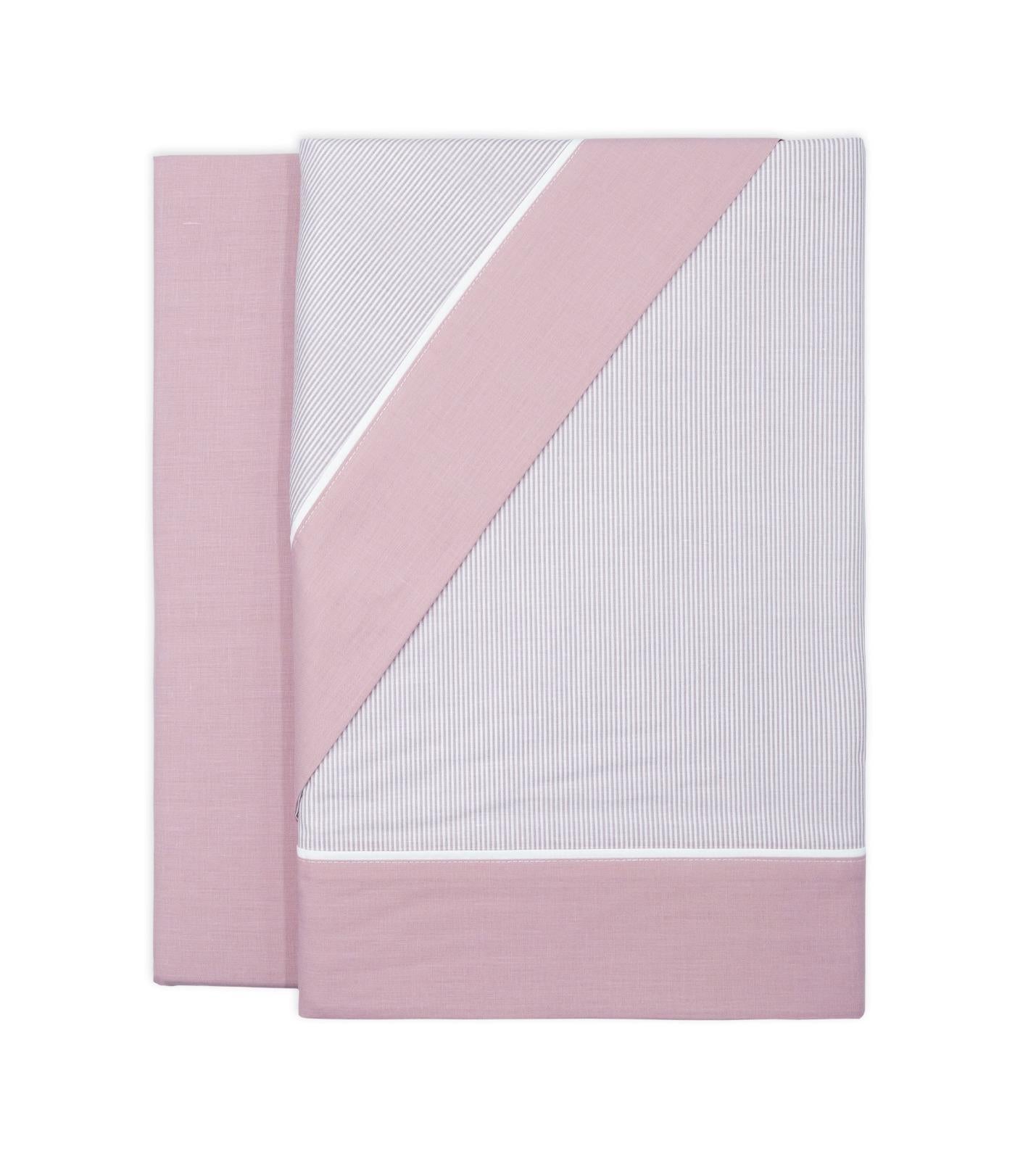 Juego de Sábanas Rayadas  Azul / Gris / Beige / Rosa  Lorena Hogar  De 90 a 180 cm