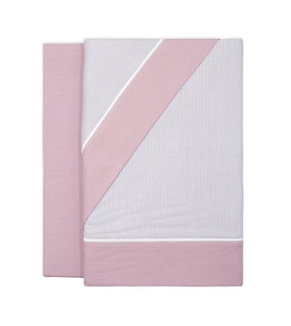 Juego de Sábanas Rayadas  Azul / Gris / Beige / Rosa  Lorena Hogar  De 90 a 180 cm