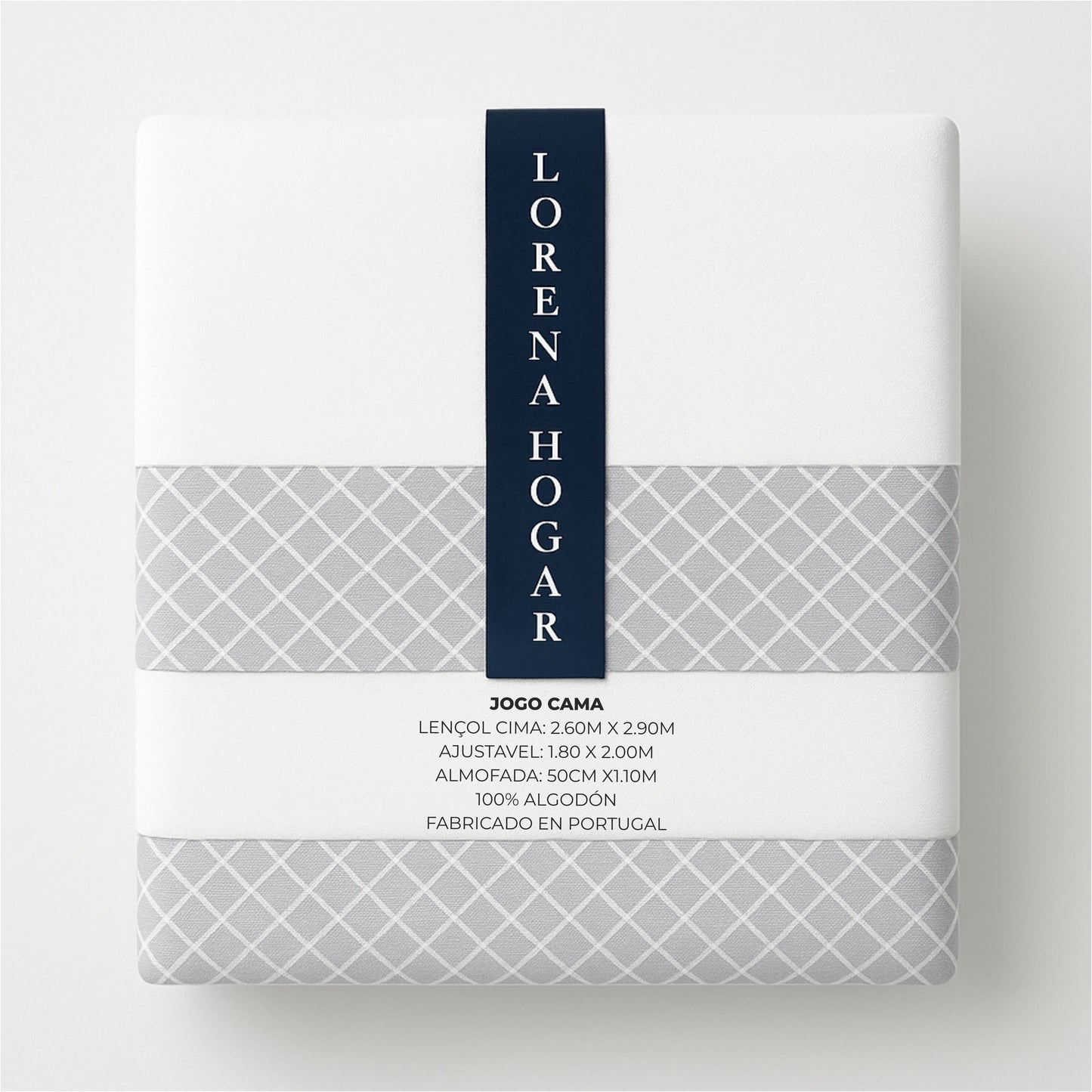 Juego de sábanas blanca con dibujo geométrico / Camas de 180 / Disponible en ROSA, AZUL, VERDE y GRIS