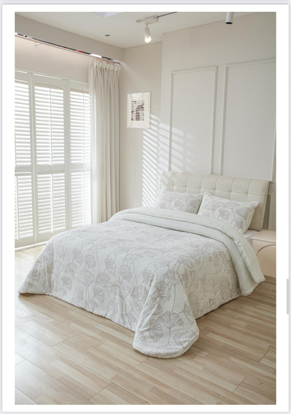 Edredón OLIENA Sherpa con Borreguito Sedalina | Cama 150 – 250×270 cm | 750g Súper Suave | Con 2 Fundas de Cojín | Color Natural