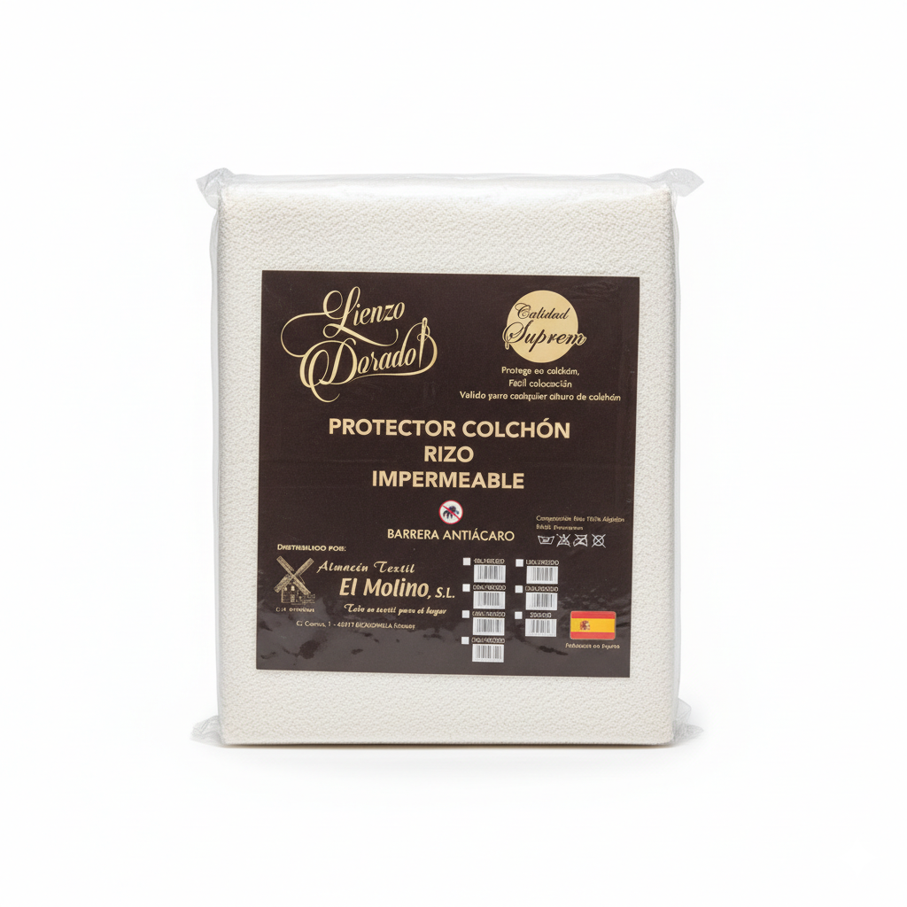 Protector de Colchón Rizo Impermeable | Con Barrera Antiácaro | Medidas 90 - 105 - 135 - 150 - 180