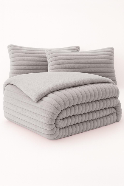 Edredón Sherpa Ultra Suave con 2 Fundas de Cojín - Modelos Rabbit y Macarena - Cálido y Acolchado Invierno (Camas 105/150/180)