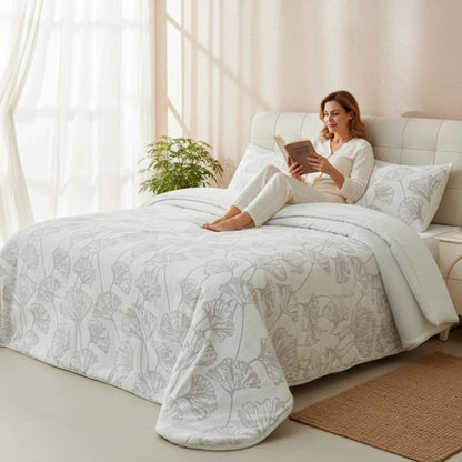 Edredón OLIENA Sherpa con Borreguito Sedalina | Cama 150 – 250×270 cm | 750g Súper Suave | Con 2 Fundas de Cojín | Color Natural