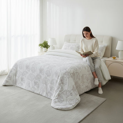 Edredón OLIENA Sherpa con Borreguito Sedalina | Cama 150 – 250×270 cm | 750g Súper Suave | Con 2 Fundas de Cojín | Color Natural