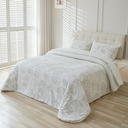 Edredón OLIENA Sherpa con Borreguito Sedalina | Cama 150 – 250×270 cm | 750g Súper Suave | Con 2 Fundas de Cojín | Color Natural