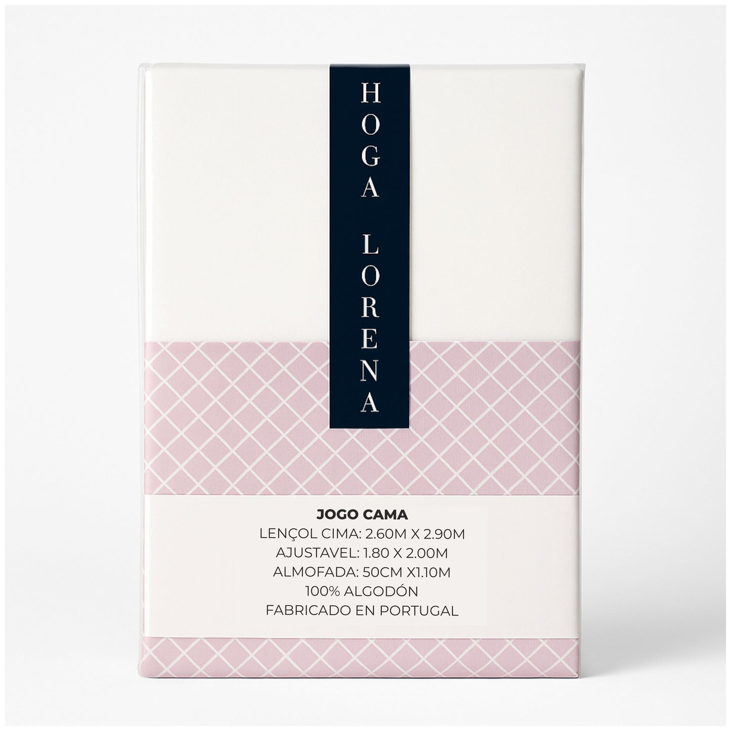 Juego de sábanas blanca con dibujo geométrico / Camas de 180 / Disponible en ROSA, AZUL, VERDE y GRIS