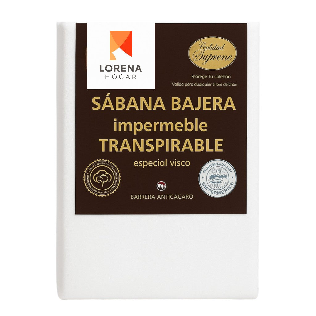 Sábana Bajera Impermeable y Transpirable Lorena Hogar  Barrera Antiácaros